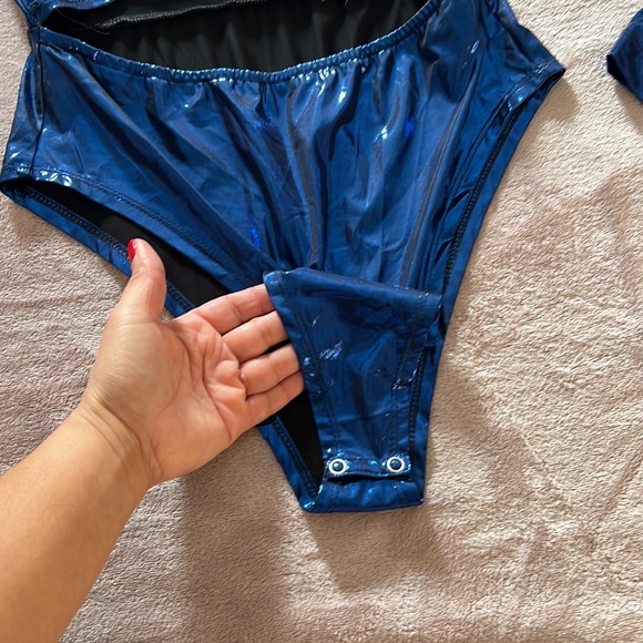 Zara Blue Metallic Body Suit - Picture 7 of 11